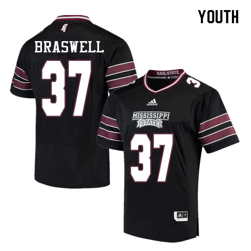 Youth #37 Trey Braswell Mississippi State Bulldogs College Football Jerseys Sale-Black